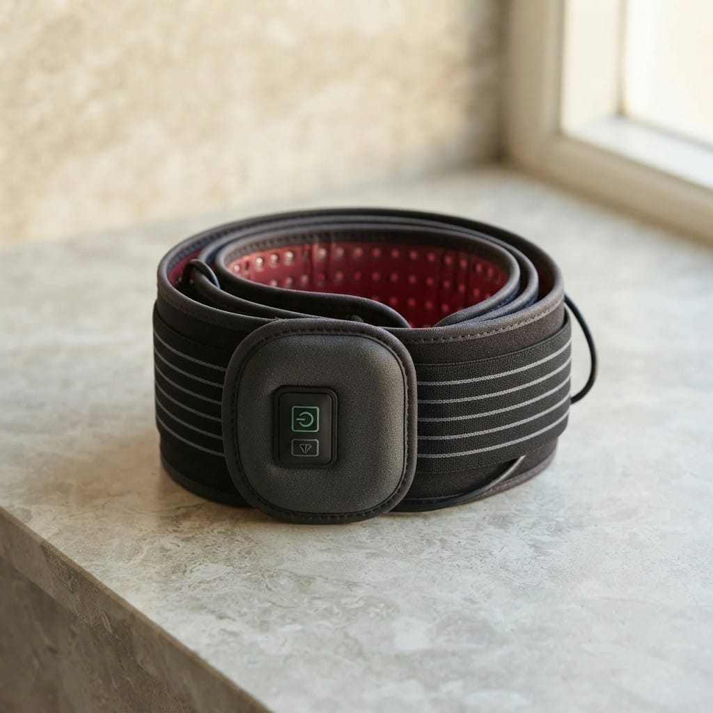 Red light therapy belt worn around the waist