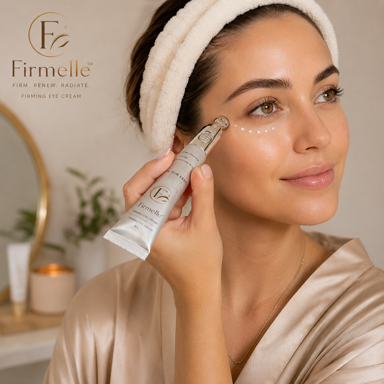 Close-up of Firmelle™ Eye Cream's peptide-infused texture