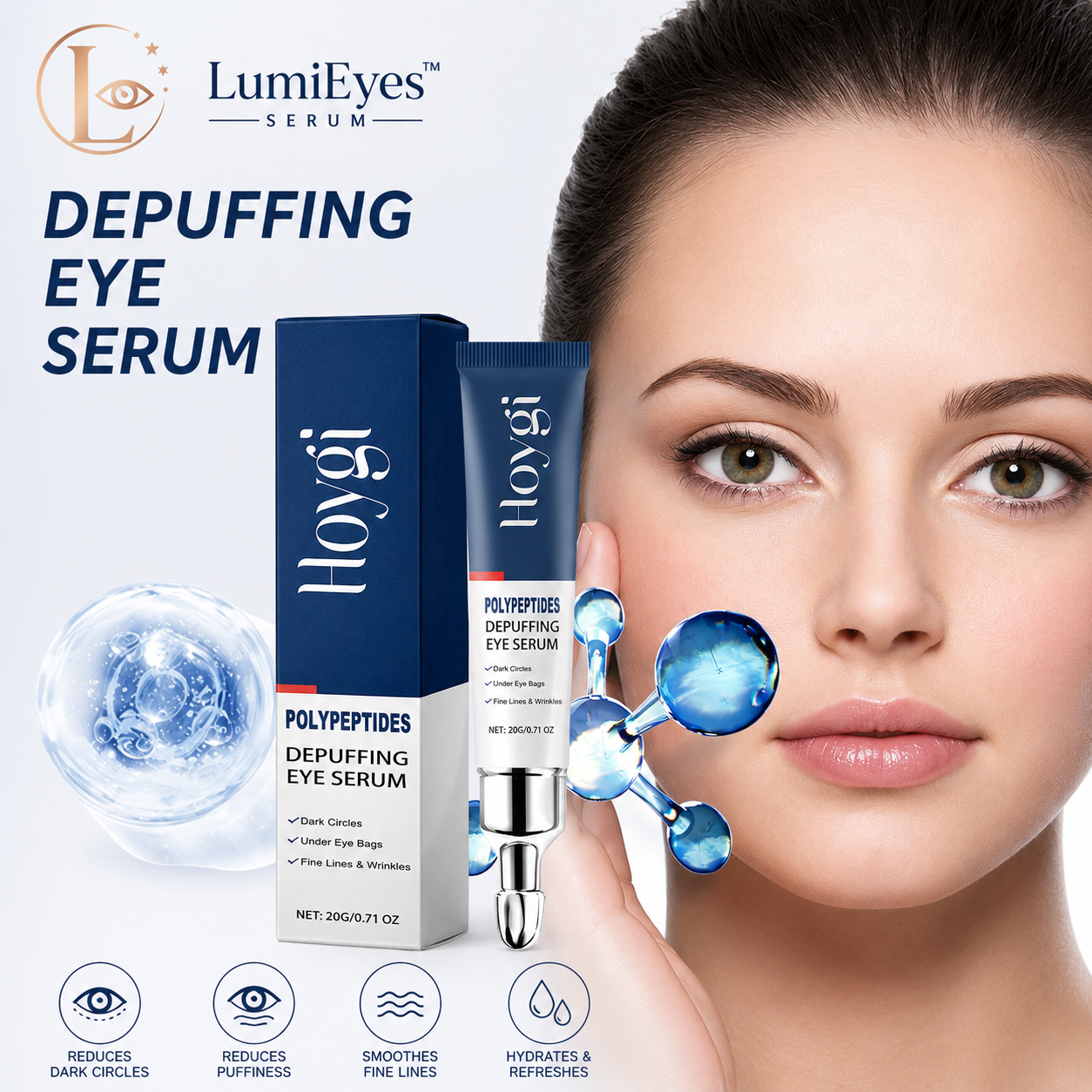 LumiEyes™ Serum being applied under the eye