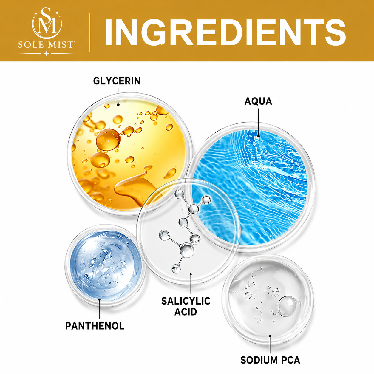 Sole MIST™ Exfoliating Foot Spray ingredient callout graphic