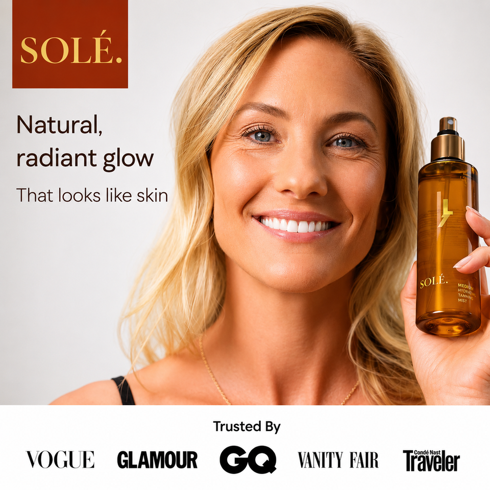 Solé™ Self Tanning Mist held in hand