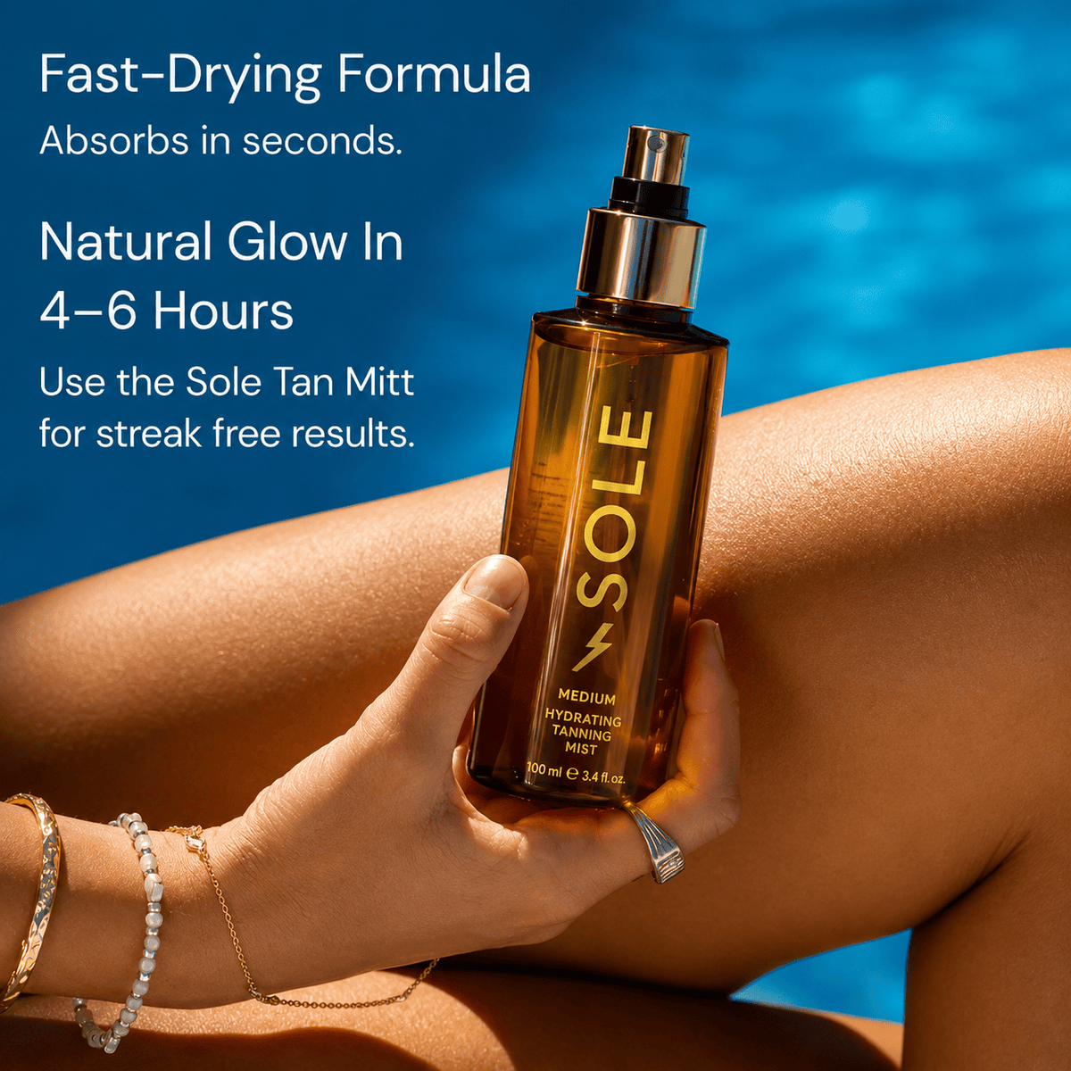 Sole Self Tanning Mist hydrating spray bottle for natural sun-kissed skin